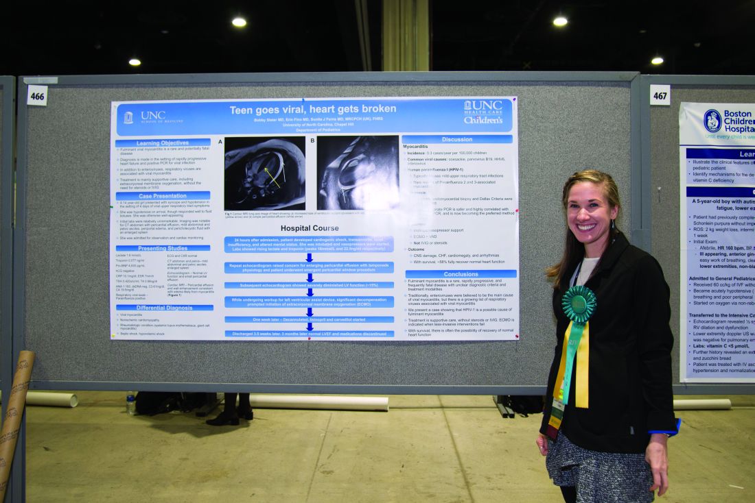 Dr. Erin Finn, a resident at the University of North Carolina, won the pediatrics category competition for her presentation of a case of myocarditis in a 14-year-old child.
