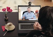 Doctor and patient in a telemedicine session