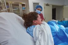 Young woman in labor