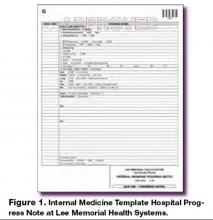 Figure 1. Internal Medicine Template Hospital Progress Note at Lee Memorial Health Systems.