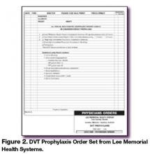 Figure 2. DVT Prophylaxis Order Set from Lee Memorial Health Systems.