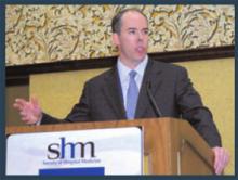 New SHM President Rusty Holman, MD, addresses the crowd during the President's Luncheon.