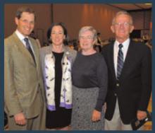 Outgoing President Mary Jo Gorman after giving her farewell address with her husband, Dr. Michael R. Borts, left, and her parents, Bob and Nancy Gorman.