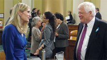 Hospitalist Ann Sheehy, MD, (left) meets with legislators after testifying in Washington, D.C., regarding issues surrounding Medicare’s two-midnight rule.