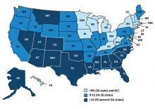 Figure 3. Uninsured Rates among the Nonelderly by State, 2014