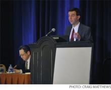 Alexander Carbo, MD, FHM, (at podium) and Christpher Kim, MD, FHM, present “An Introduction to Quality Improvement Methods.”