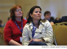 Theresa Cucco, MD, absorbs pearls of wisdom during one of the clinical-track sessions.
