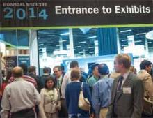 Attendees make their way through the exhibit hall during HM14 at Mandalay Bay Resort and Casino in Las Vegas, Nev.