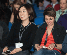 Sofia Kim, MD (left) enjoys a moment during the "Hypos and Hypers" breakout session.
