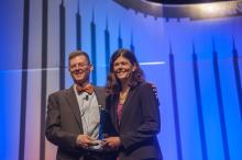 President Eric Howell, MD, SFHM, presents an award to Melissa Mattison, MD, FACP, SFHM, during the Hospital Medicine 2014 convention at Mandalay Bay Resort and Casino in Las Vegas, NV on Wednesday, March 26, 2014.