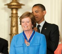 Pat Summitt receives the Presidential Medal of Freedom at a ceremony at the White House May 29, 2012 in Washington, D.C.Image Credit: Pat Summit